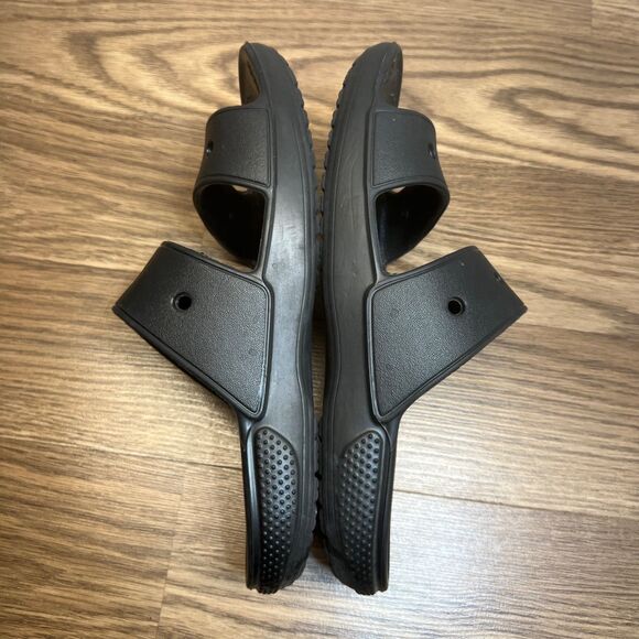 Crocs Sandals Mens Size 6 Womens 8 Black Two Strap Slide Beach Pool Shoes